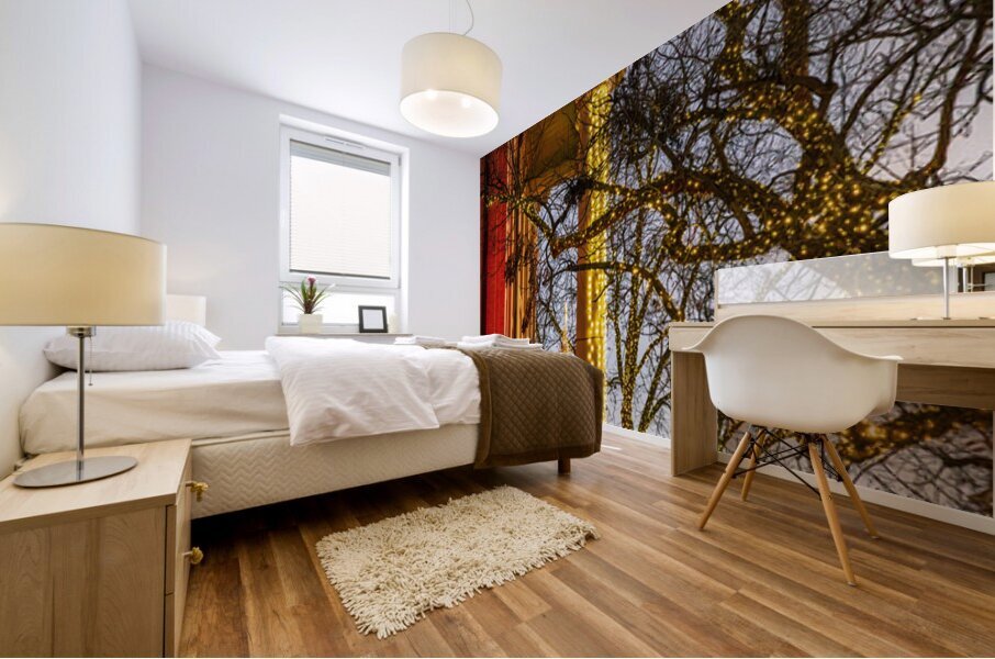 Sunset behind the Courthouse in Georgetown Texas Mural print