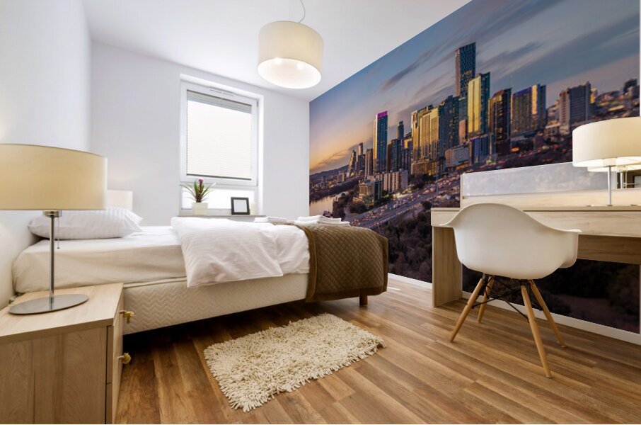 Dusk downtown skyline of Austin Texas 2026 Mural print