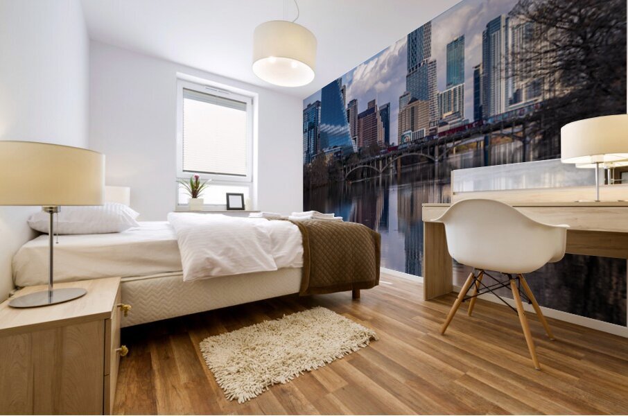 Vertical Portrait of Austin Skyline with the Sail and Waterline  Mural print