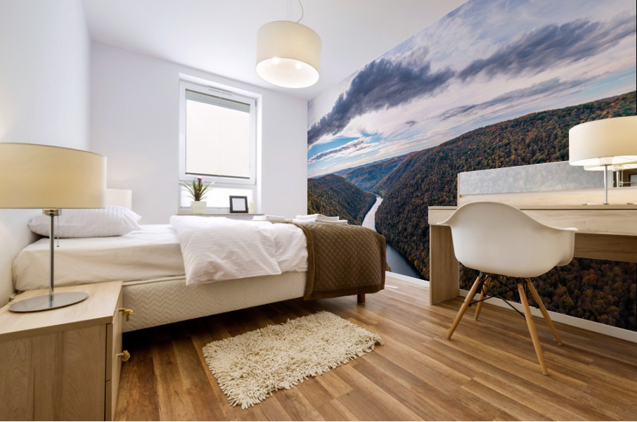  Wide panorama of Cheat River valley in West Virginia with fall colors Mural print