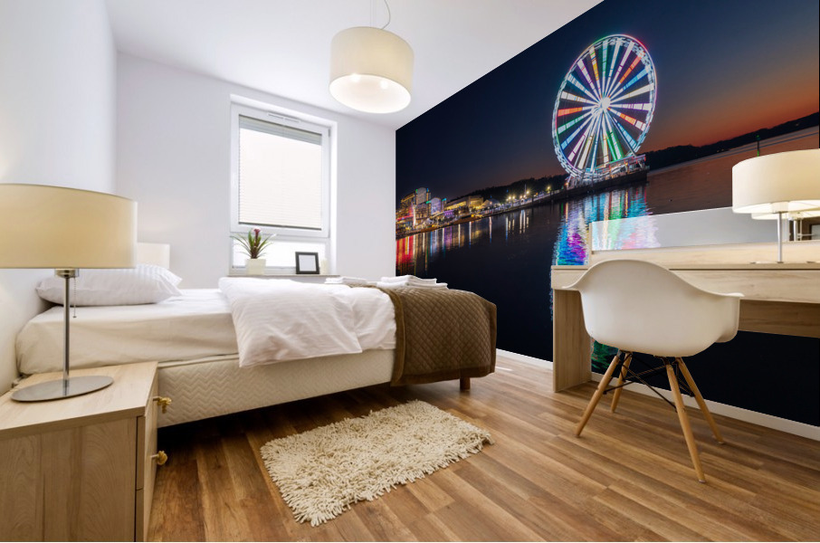 Ferris wheel at National Harbor Mural print