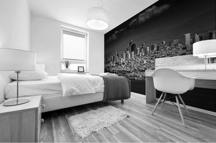 Moody Black and White photo of San Francisco Mural print