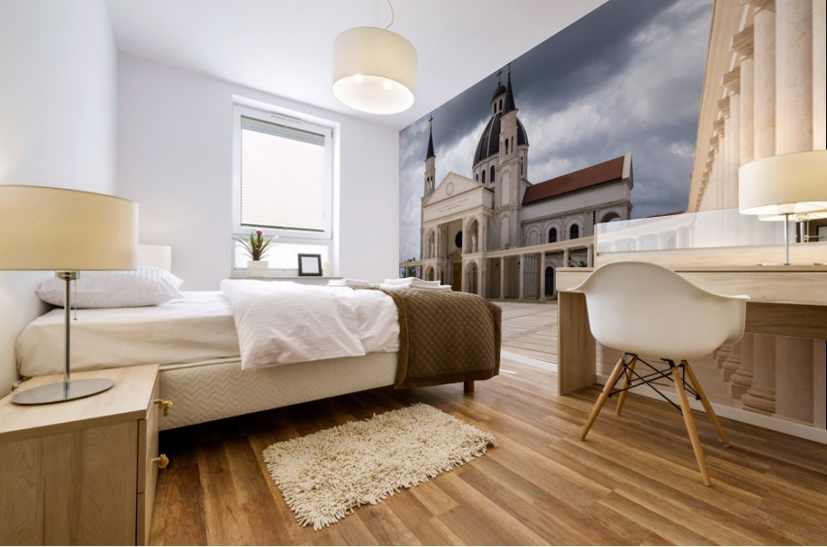 Plaza at Basilica of Mongomo in Equatorial Guinea Mural print