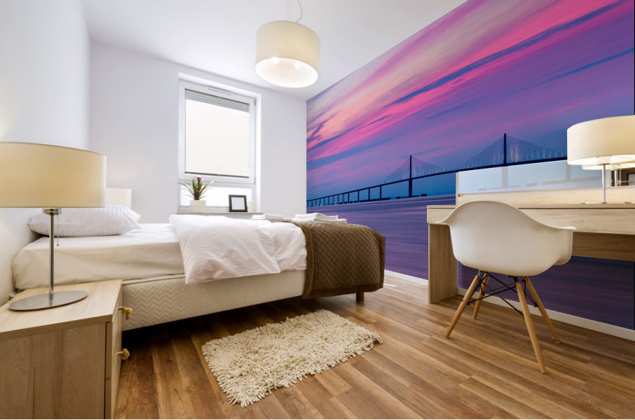 Sunshine Skyway Bridge at dawn Mural print