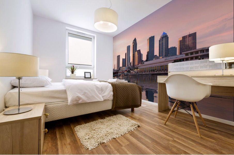 City skyline of Tampa Florida at sunset Mural print