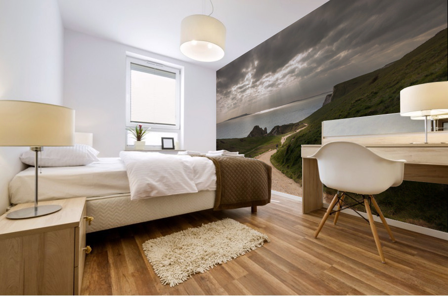 Pathway to the sunlight by ocean Mural print