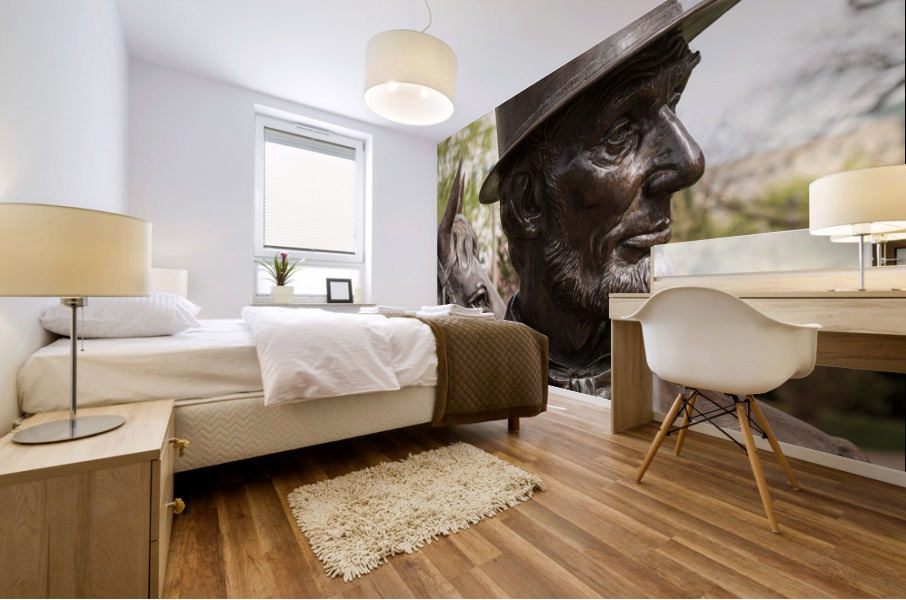 Detail of head of statue of President Lincoln Mural print