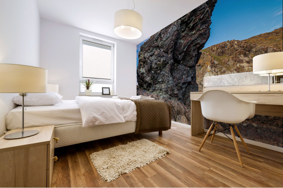 Unusual rock formation at Kynance Cove near the Lizard in Cornwa Mural print