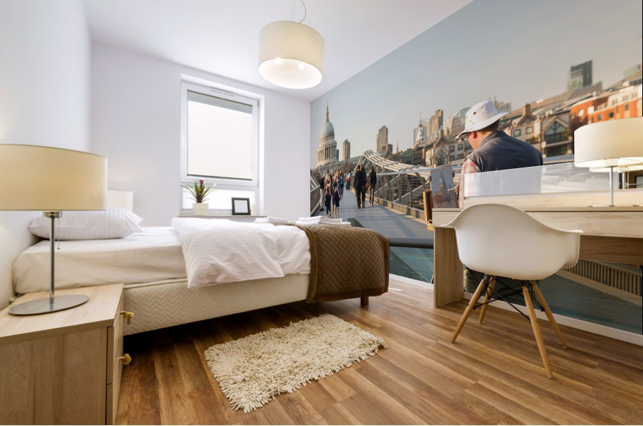 St Pauls Cathedral Church London Millenium Bridge Mural print