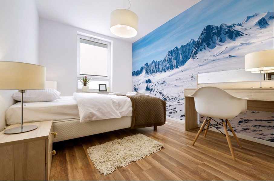 Majestic mountains of Thompson Pass rise over trees Mural print