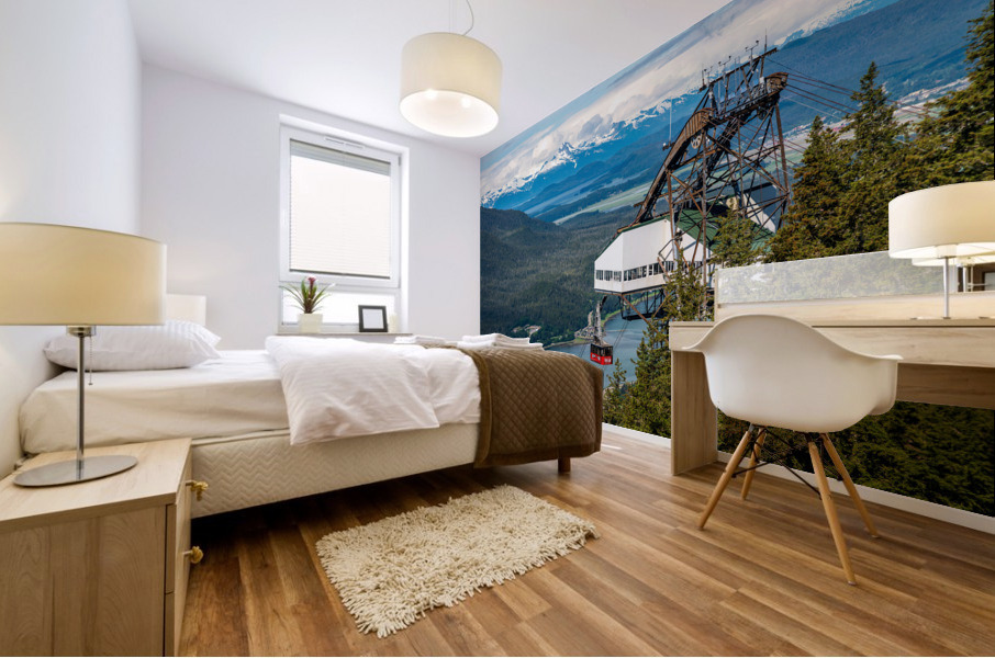 GoldBelt tram suspended above the city of Juneau Alaska Mural print