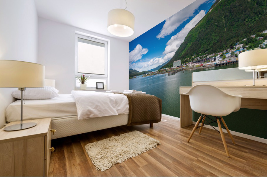 City of Juneau in Alaska seen from the water in the port Mural print