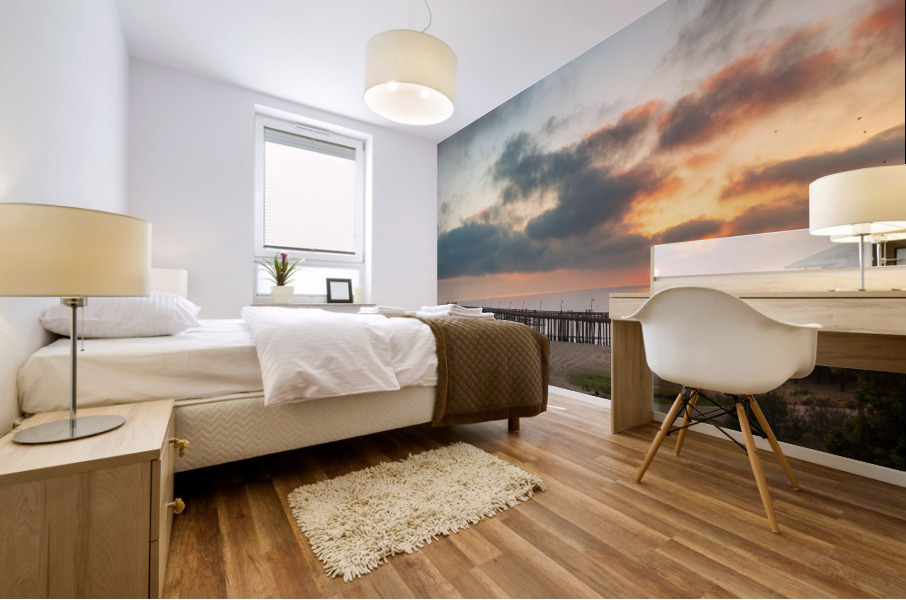 Sunset at dusk Ventura pier California Mural print