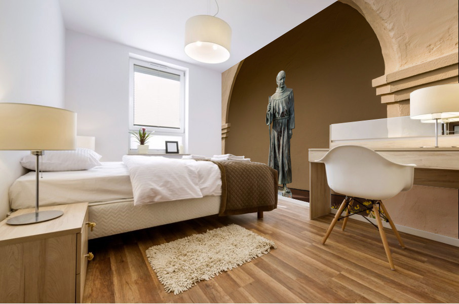 Father Junipero Serra statue Santa Ines Mission Mural print