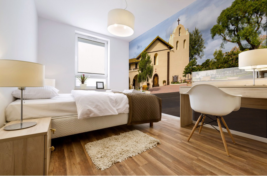 Cloudy day at Santa Ines Mission California Mural print