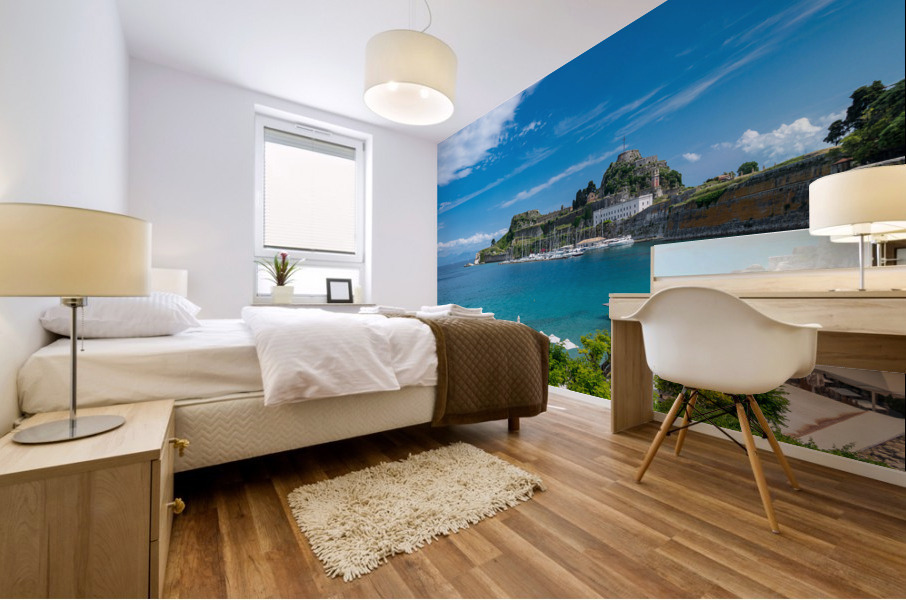 Old Fortress of Corfu on promontory by old town Mural print