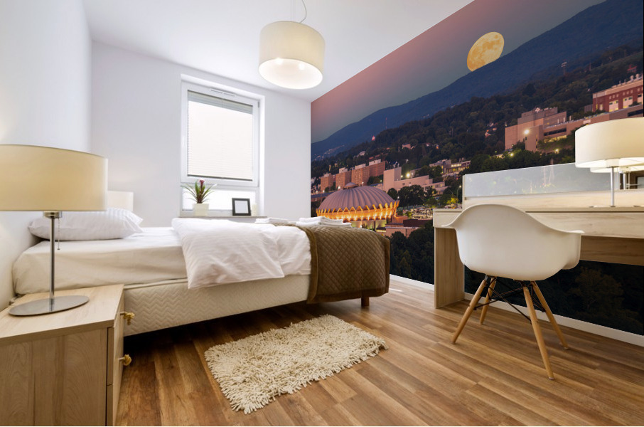 Moon rising above the Coliseum at WVU Impression murale