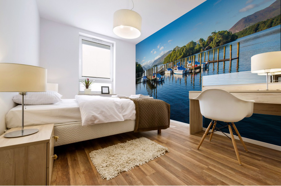 Boats on Derwent Water in Lake District Mural print