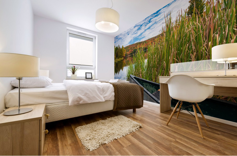 Canoe ready to launch in Silver Lake Vermont Mural print