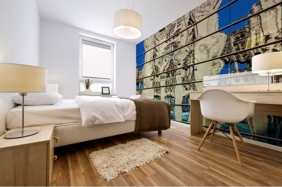 Reflection of Chicago Tribune Tower Mural print