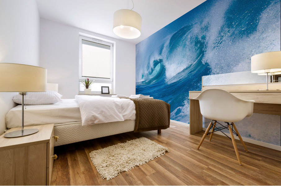 Powerful waves break at Lumahai Beach Kauai Mural print