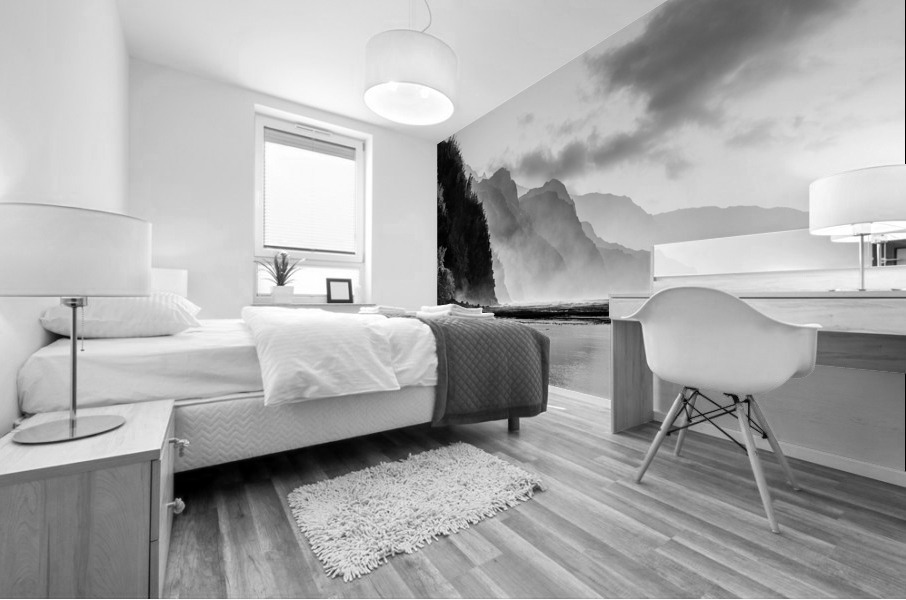 Black and white sunset on Na Pali coastline Mural print