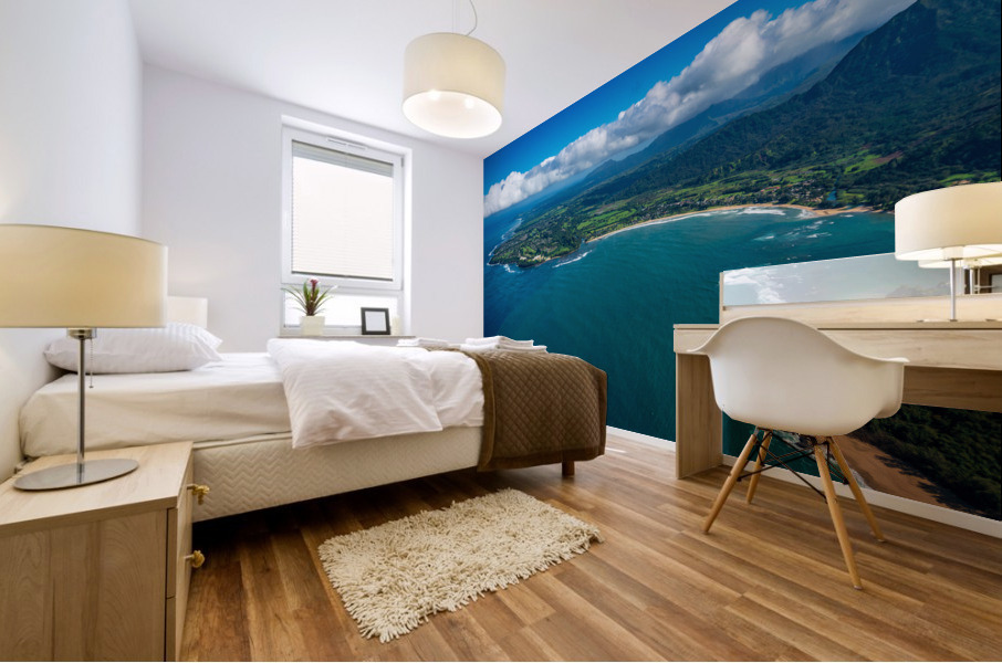 Garden Island of Kauai from helicopter Mural print