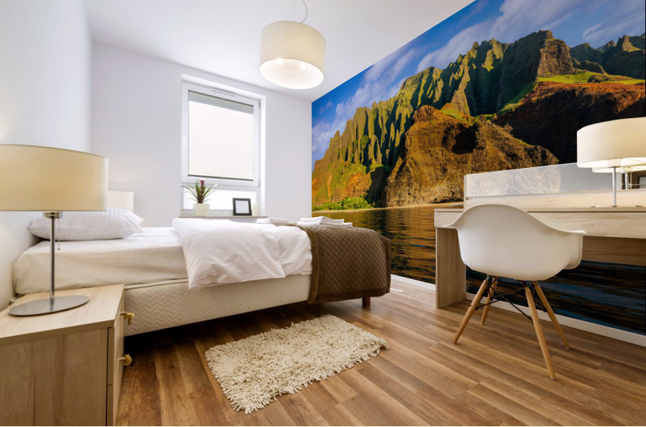 Na Pali coastline taken from cruise along Kauai shore Mural print