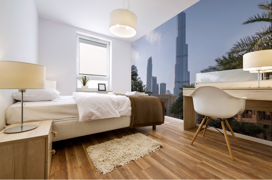 Entrance to Palace Downtown hotel in Dubai business district Mural print