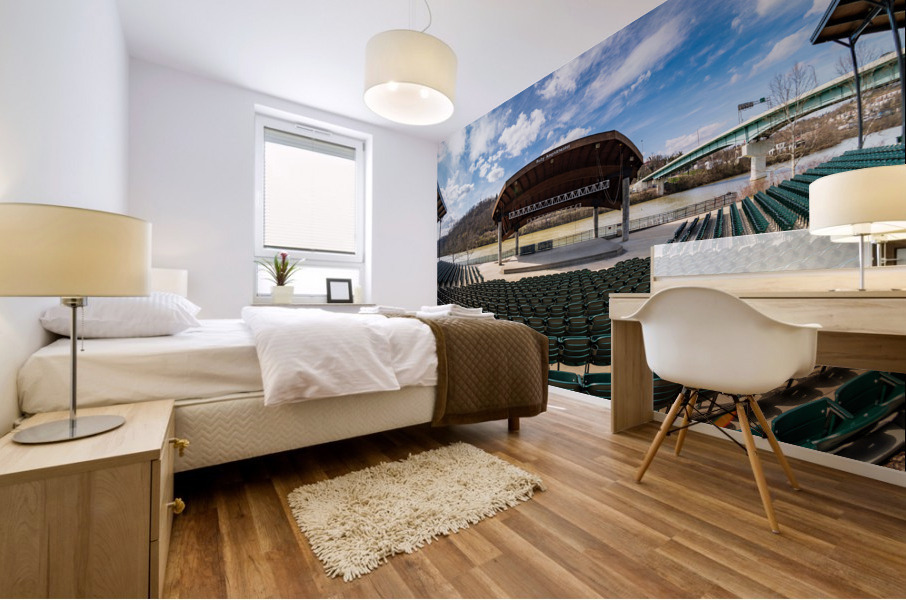 Fisheye lens view of Ruby Amphitheater in Morgantown WV Mural print