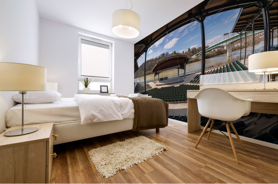 Fisheye lens view of Ruby Amphitheater in Morgantown WV Mural print