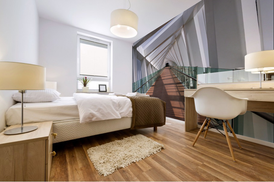 Dubai Water Canal bridge twists towards new apartment blocks Mural print