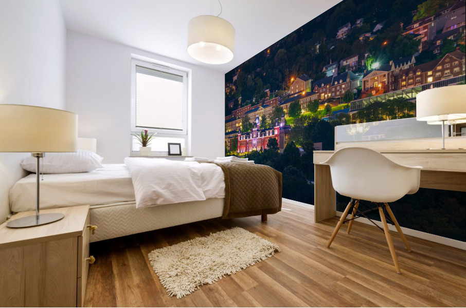 Downtown campus of West Virginia university at nightfall Mural print