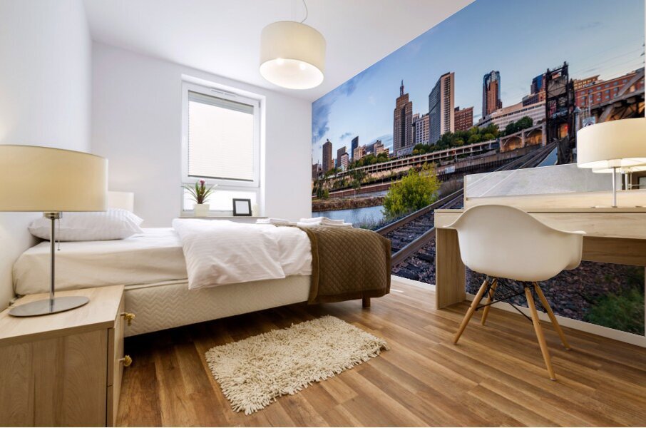 Sunrise over the downtown district of St Paul and Mississippi Mural print