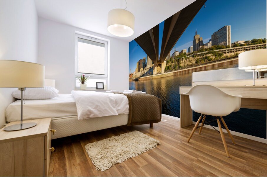 Details of Wabash St bridge and downtown St Paul Mural print