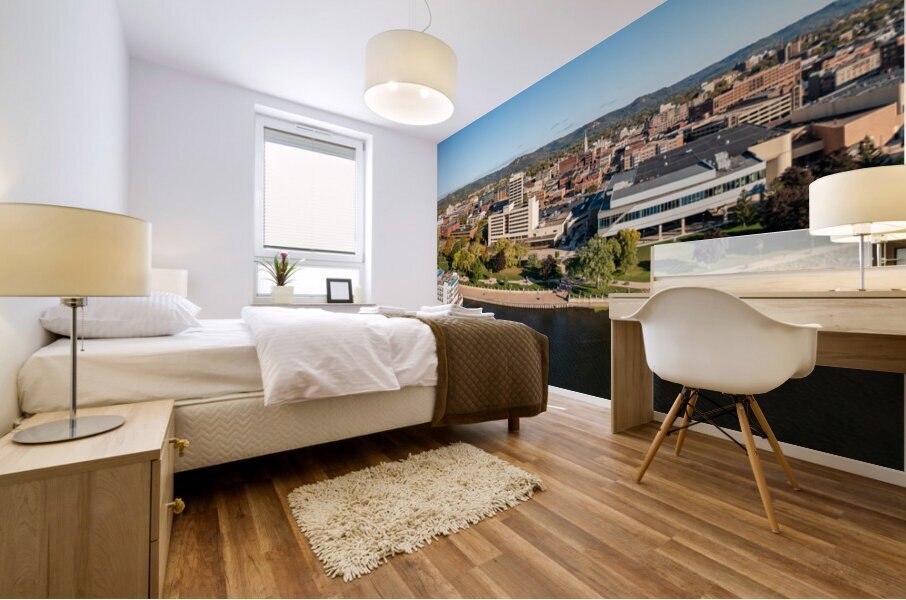 Panorama of La Crosse Wisconsin and the Viking Mississippi River Mural print