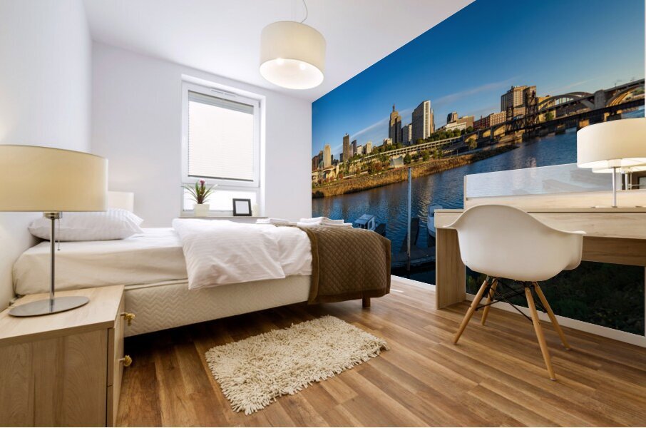 Sunrise over the downtown district of St Paul Minnesota Mural print