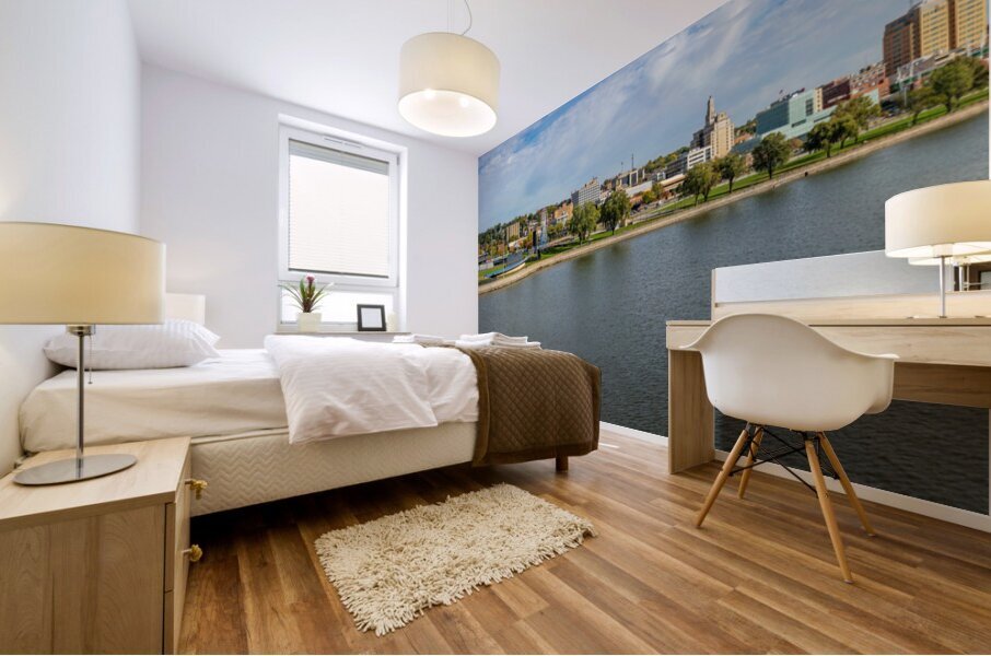 Modern Woodmen Park and downtown of Davenport IA Mural print