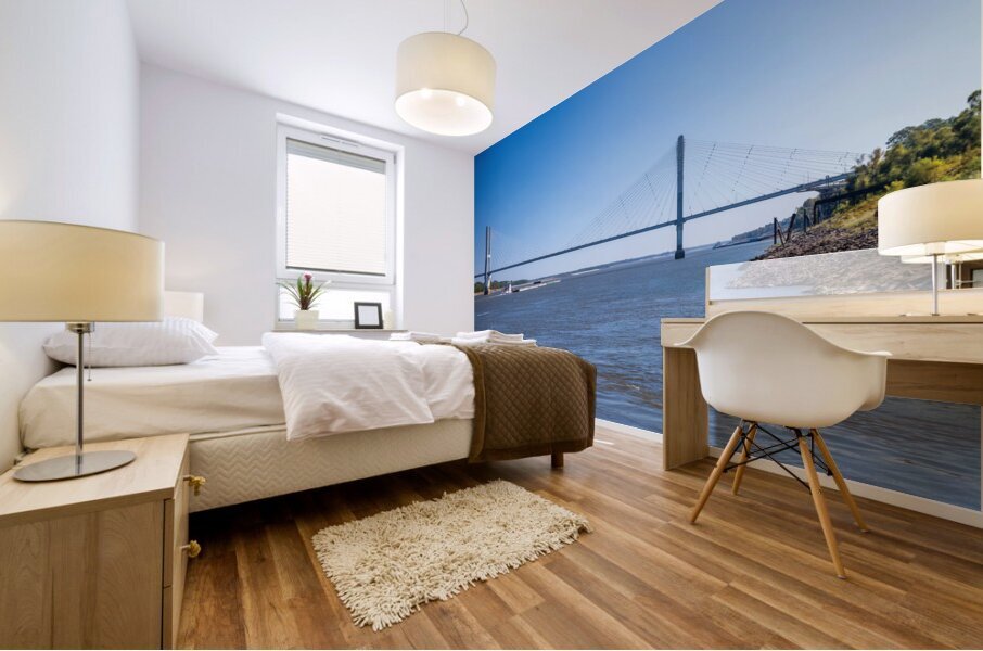 Modern Greenville bridge across the Mississippi to Arkansas with Mural print