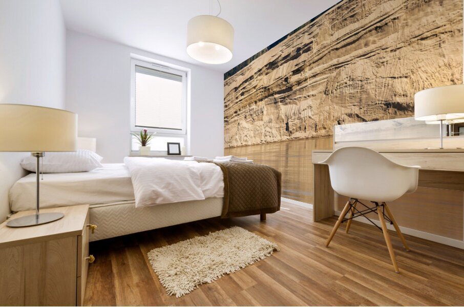 Exposed cliffs of sand by the side of Mississippi river in Octob Mural print