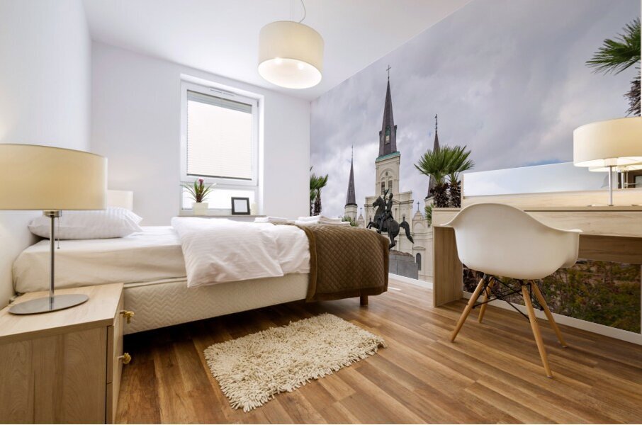 Facade of Cathedral Basilica of Saint Louis in New Orleans LA Mural print