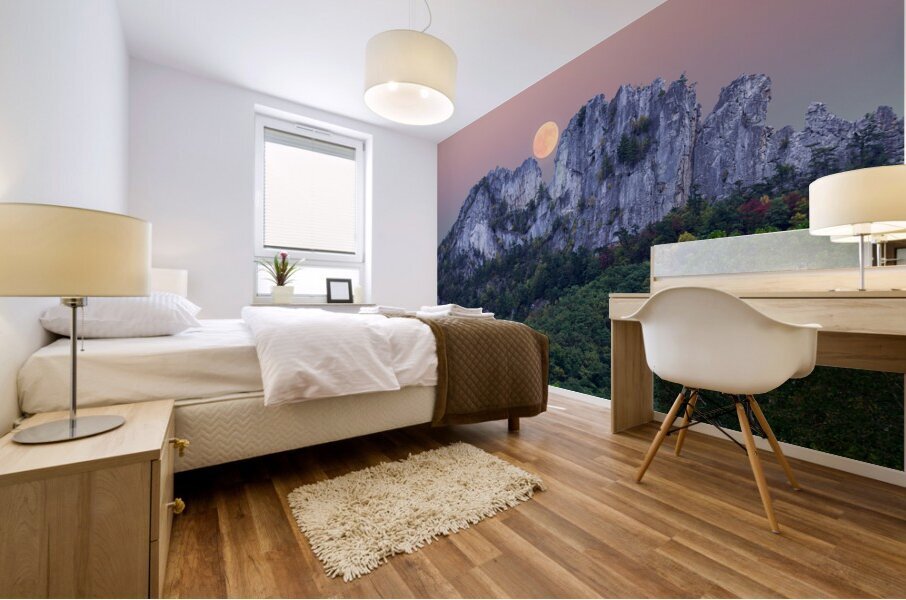 Supermoon over Seneca Rocks in West Virginia Impression murale