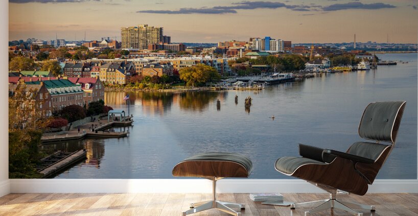 Waterfront of city of Alexandria in Virginia at sunset Wall Murals