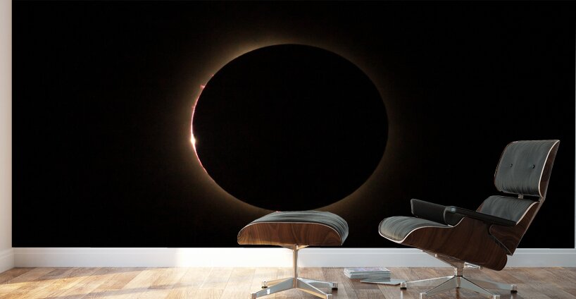 Solar eclipse with the light being seen through lunar canyons. Wall Murals