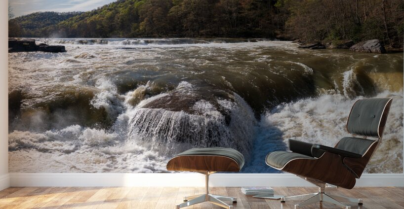 Eye level view of raging flooded Valley Falls near Fairmont Wall Murals