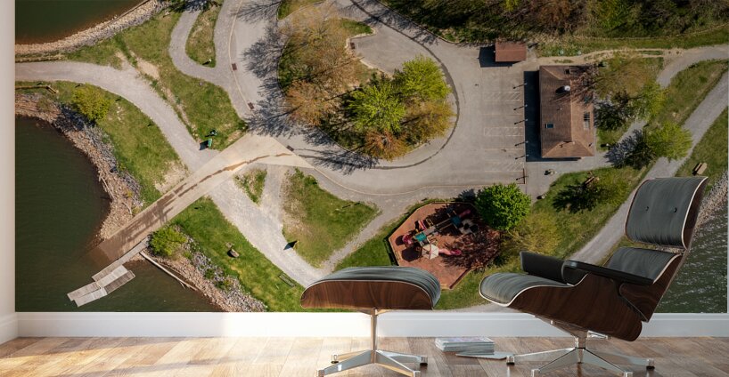 Aerial top down view of Cheat Lake Park near Morgantown Wall Murals