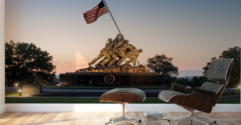Iwo Jima Memorial at dawn as sun rises Wall Murals