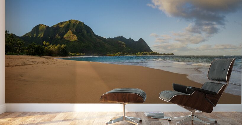 Early morning sunrise over Tunnels Beach on Kauai in Hawaii Wall Murals