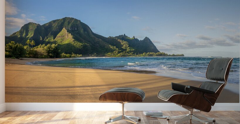 Early morning sunrise over Tunnels Beach on Kauai in Hawaii Wall Murals