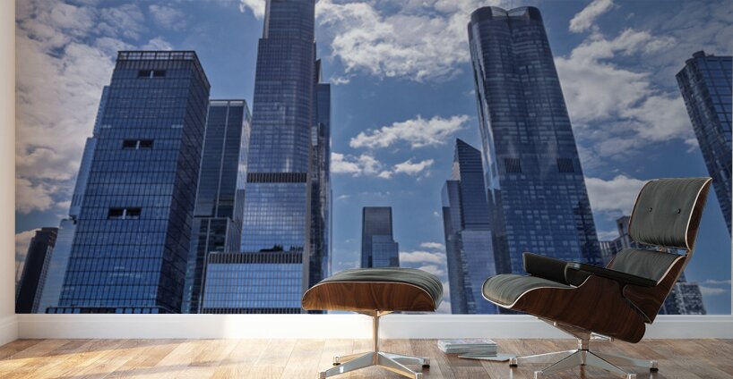 Tall office and apartment buidlings above Hudson Yards in New Yo Wall Murals